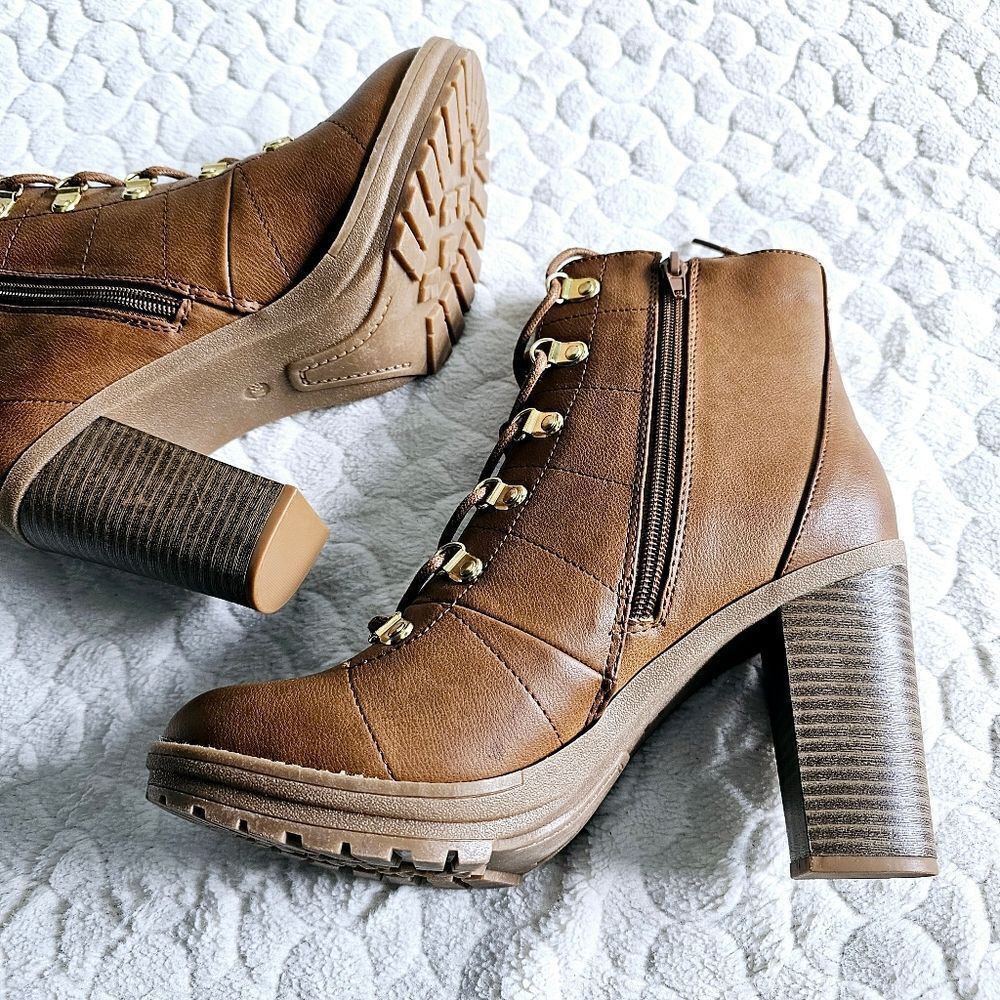 New G by Guess brown boots booties preppy western classy classic 8.5 - Picture 3 of 8